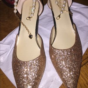 Gold Cinderella Slippers with Pearl strap